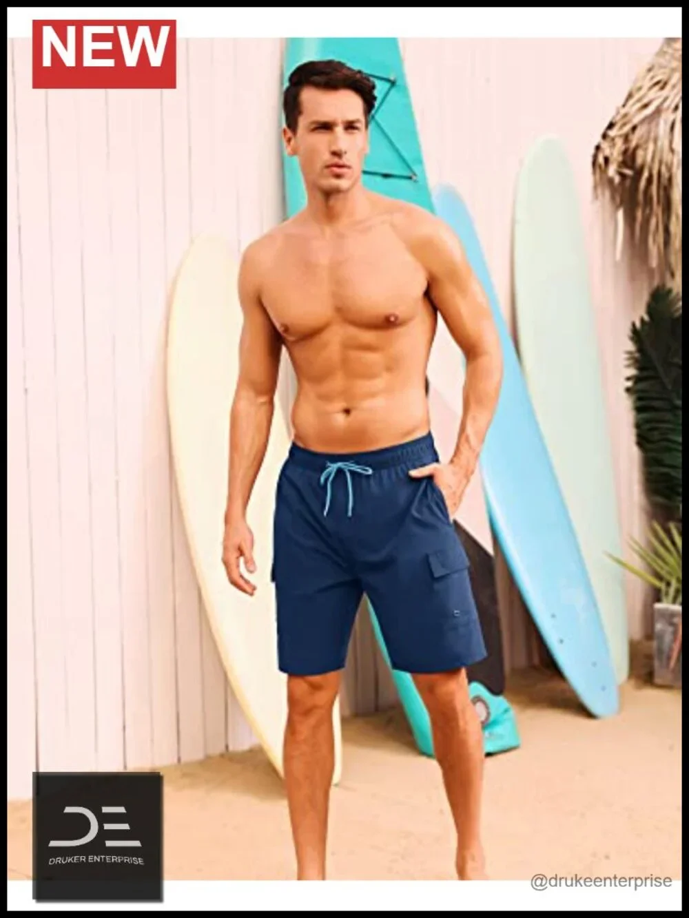 Men's Swim Trunks with Compression Liner Quick Dry 9 Inch Swimming Shorts with